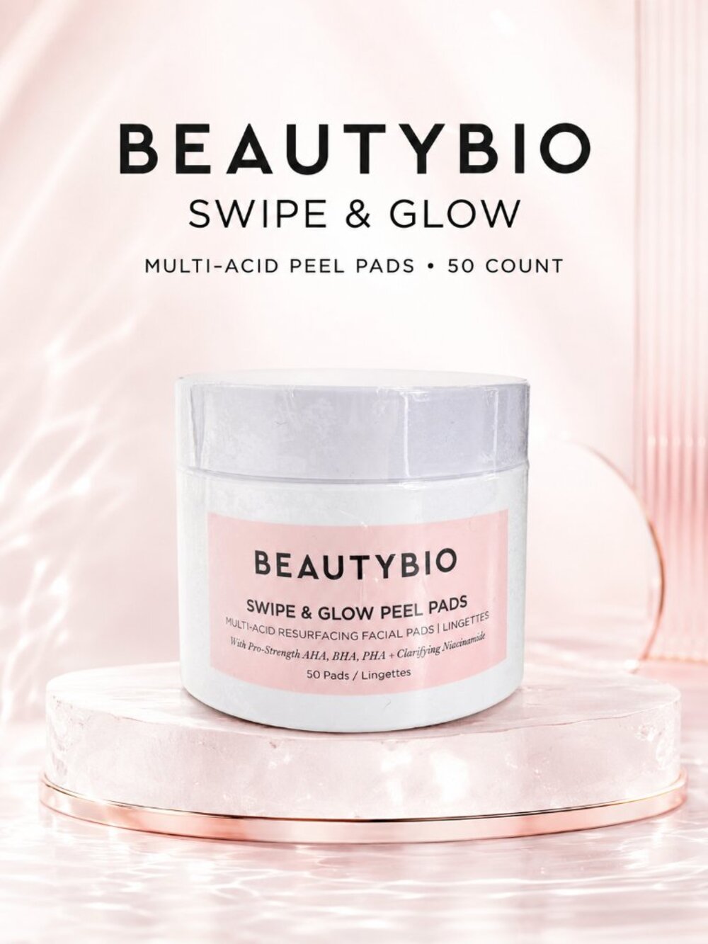 BeautyBio Swipe & Glow Peel Pads 50 Ct Sealed
